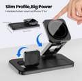 3-in-1 Magnetic Wireless Charging Station – Foldable Fast Charger Stand for Phone, Watch & Earbuds